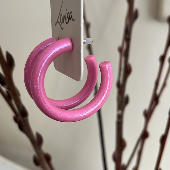 💎💖Lovisa Timeless Enamel Coated Pink Hoop Earrings-NWT - Picture 5 of 14